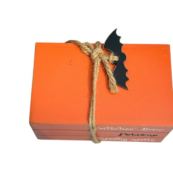 Halloween Faux Book Stack Decorative Wooden Block Books Country Art Holiday - Picture 3 of 8